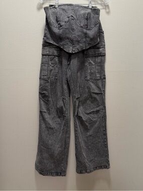 NWOT Chicways 2-Piece Gray LG Bustier Corset Top & Small Wide Leg Cargo Pant